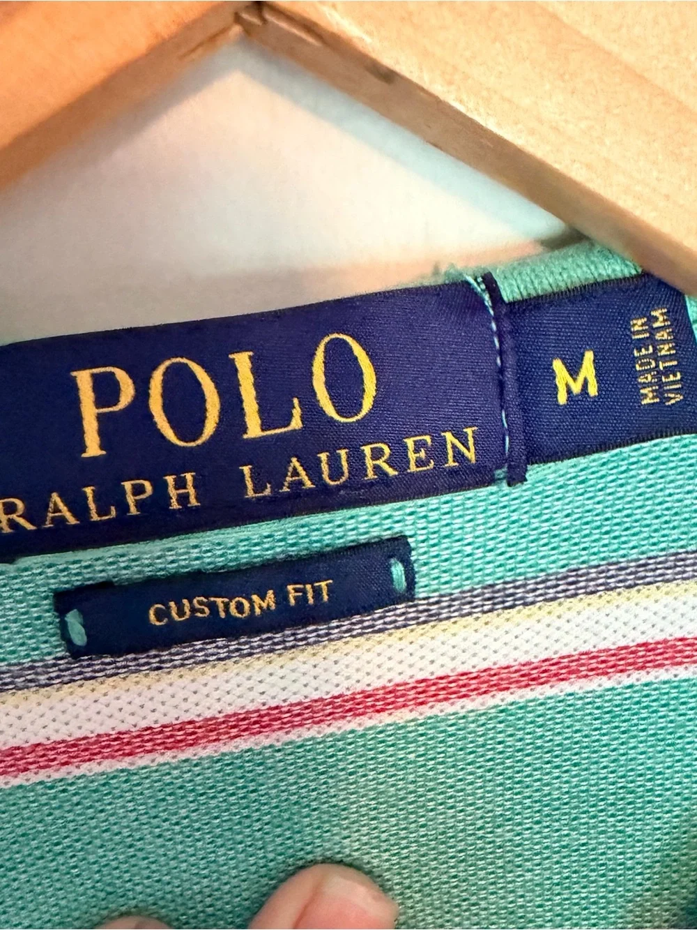 Polo Ralph Lauren Shirt Men Size M Short Sleeve Pony Striped Green